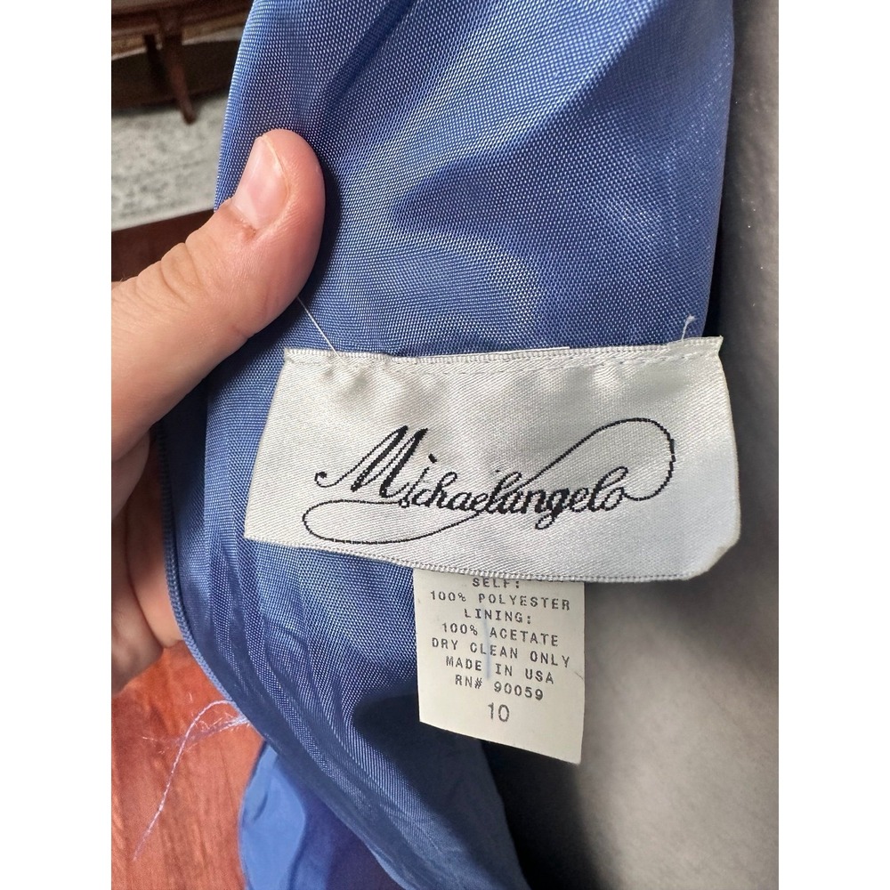 Vintage 2000s Michelangelo Davids Bridal Blue Simple Princess Formal Gown Dress - Picture 9 of 9